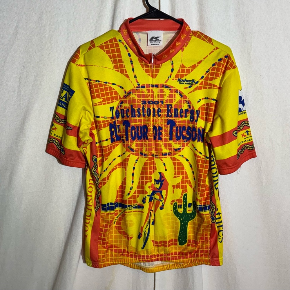 Kucharik clothing // yellow, red half zip cycling top size xxl ap2